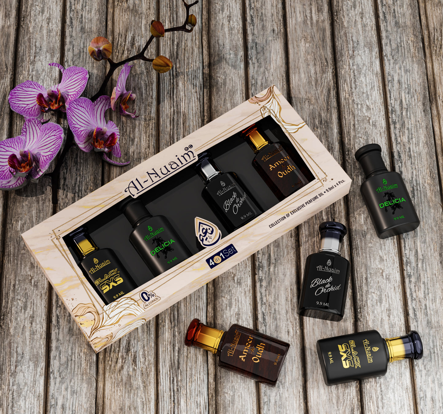 4 In 1 Black SXS, Ameer-Al-Oudh, Black Orchid & Delicia